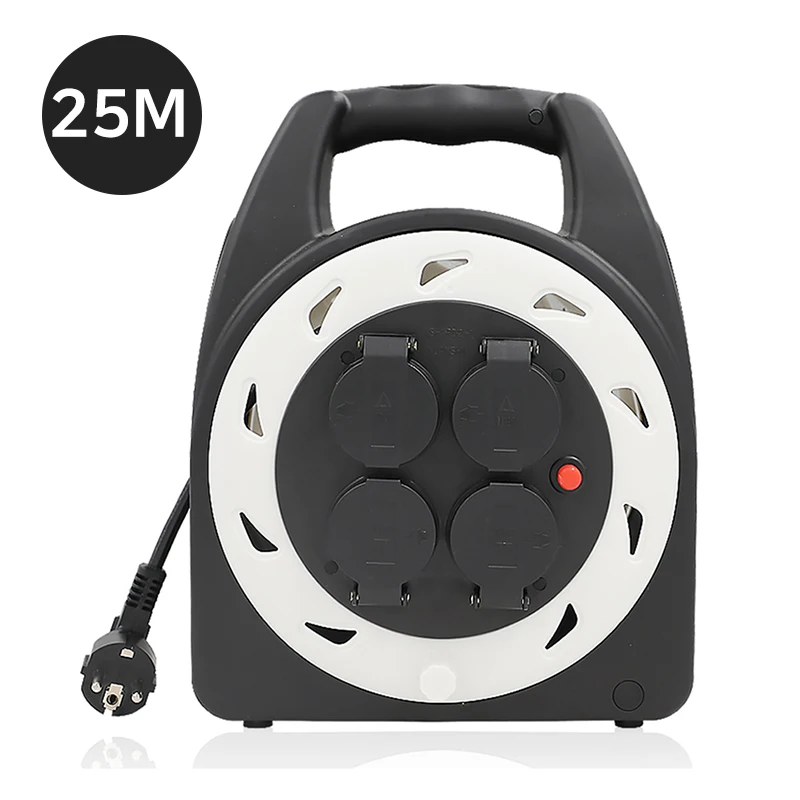 Camping electric reel line 25M 4-hole cap cover-type lead line multi-tap extension IP44 grade waterproof dusted