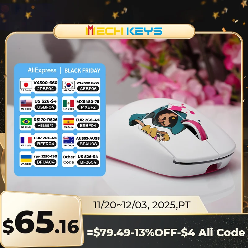 

Zaopin X Nachocustomz Z2 4K Сменная беспроводная мышь Эргономичный дизайн Розово-белая тема Череп Аватар Легкие игровые мыши