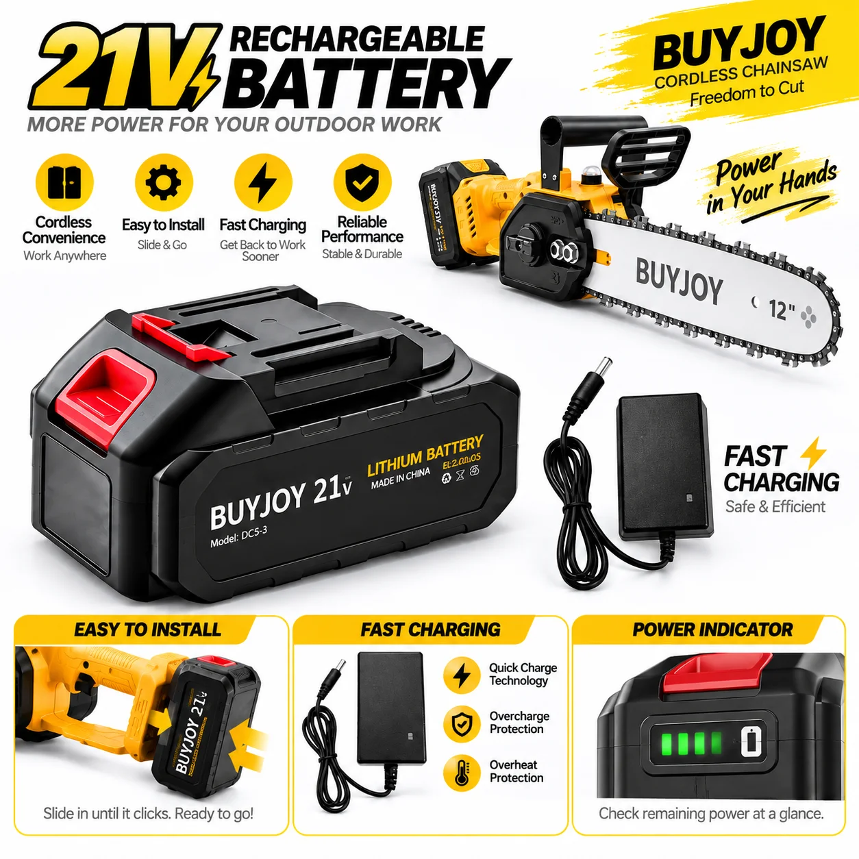 BUYJOY 12'' Cordless Chainsaw  - Electric Chainsaw Battery recension och pris