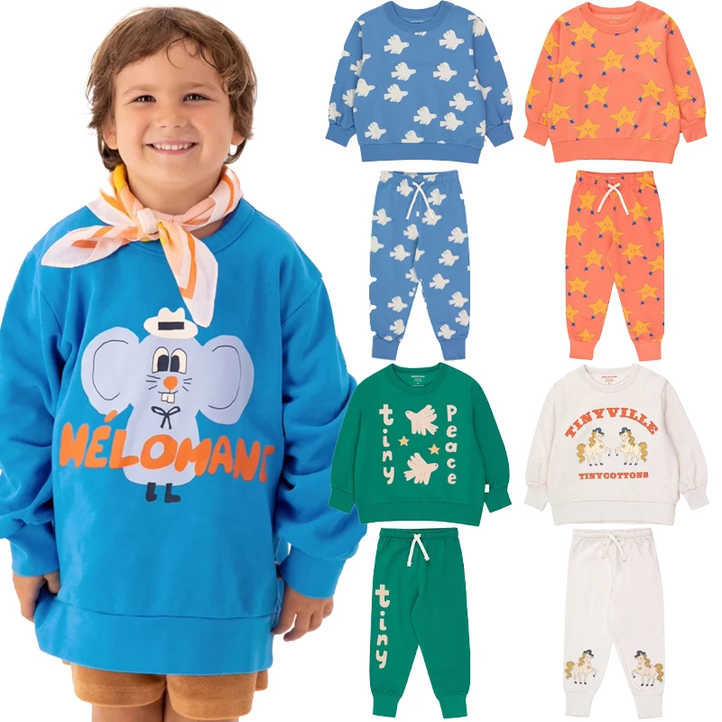 New Autumn Winter Children Clothes Girl Boys Bluey Printing Hoodies Baby Boy Clothes Kids Leisure Jeans Kids Clothing Set