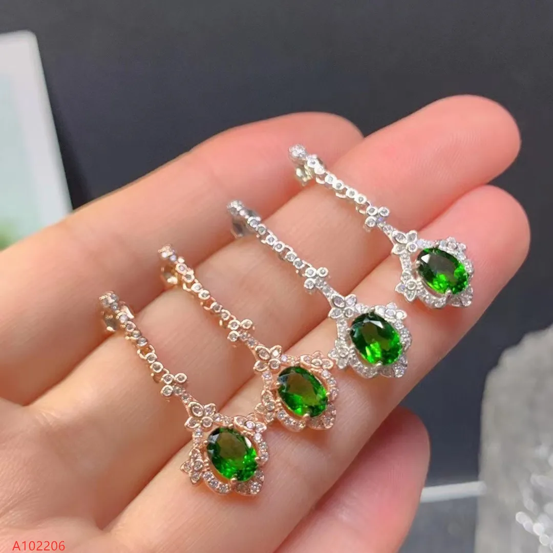 

Fine Jewelry 925 Sterling Silver Natural Diopside Gemstone Faceted Earrings for Women Marry Got Ngaged Party Girl Gift New