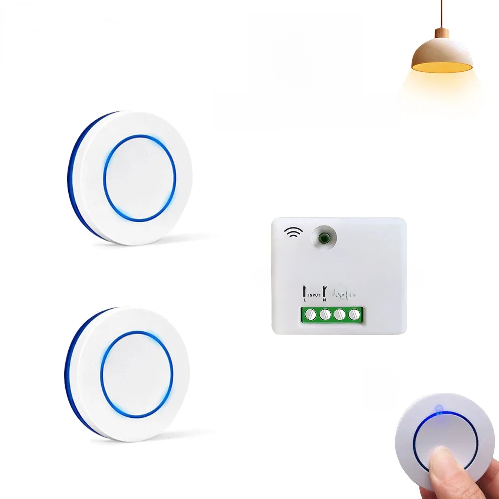 Commutateur intelligent 433MHz, télécommande sans fil 10A 100-240V, contrôleur de relais, Mini bouton rond, panneau mural pour lampe LED