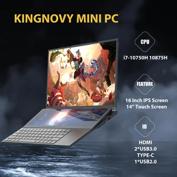 얇고 가벼운 노트북 14 HD 터치스크린, 16 인치 IPS 스크린, 인텔 코어 I7-10750H 프로세서, C타입 HDMI 비즈니스 노트북, 2023 최신