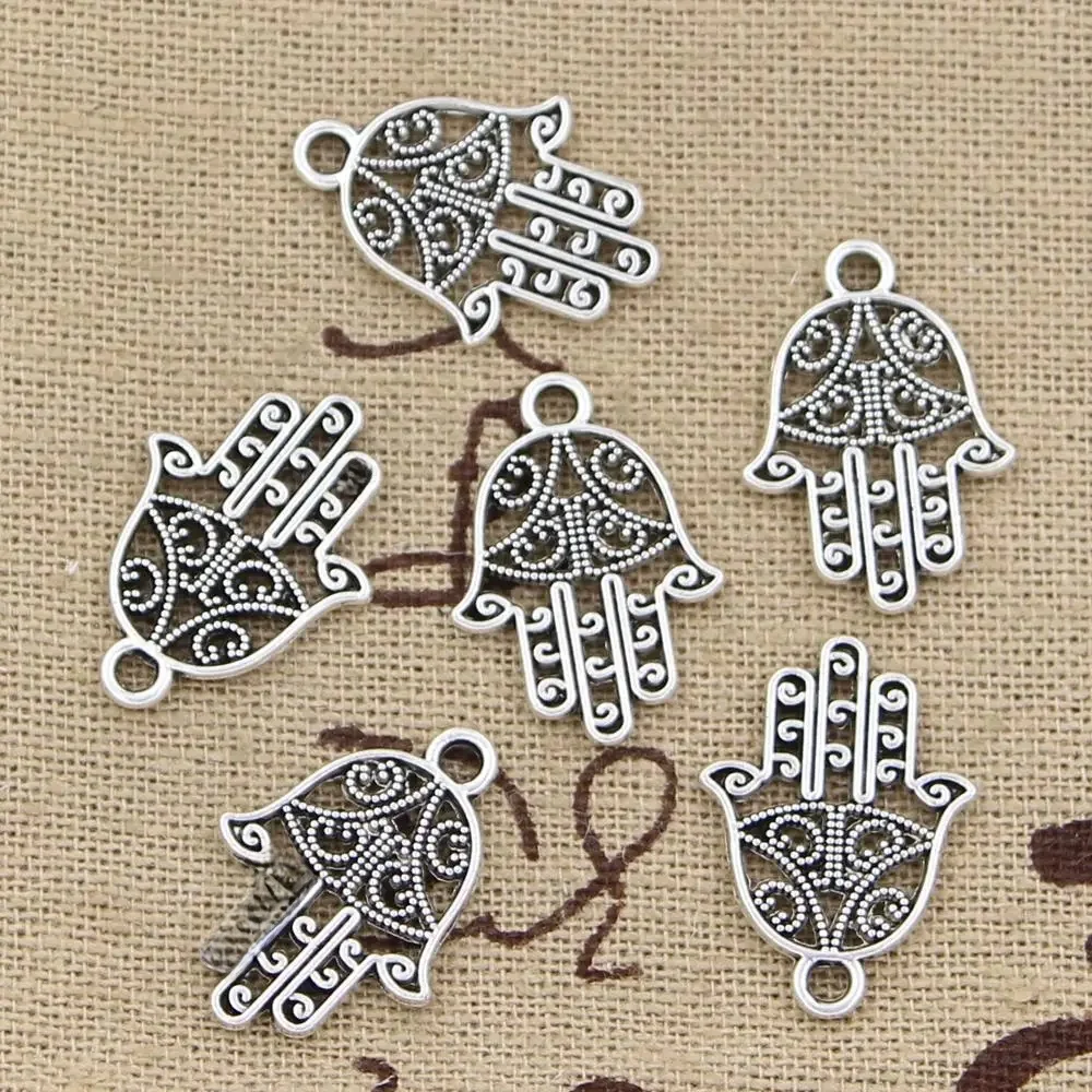 20 sztuk Charms Hamsa ochrona dłoni 20x15mm antyczne wyroby wisiorek fit, Vintage tybetański brąz kolor srebrny, DIY ręcznie robiona biżuteria — zdjęcie 2