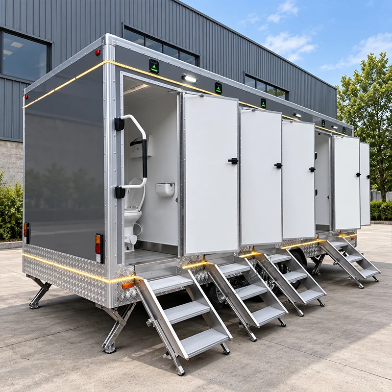 GOEASY Outdoor Luxury Mobile Portable Toilet Trailer Eco Friendly Sandwich Panel Durable Structure Outdoor Bathroom Customized