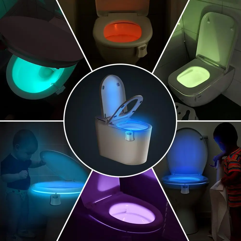 مستشعر كشف الحركة لأضواء المرحاض، عبوة واحدة من ضوء الليل الذكي للحمام، 16 لونًا متغيرًا داخل وعاء المرحاض، ضوء ليلي، #3