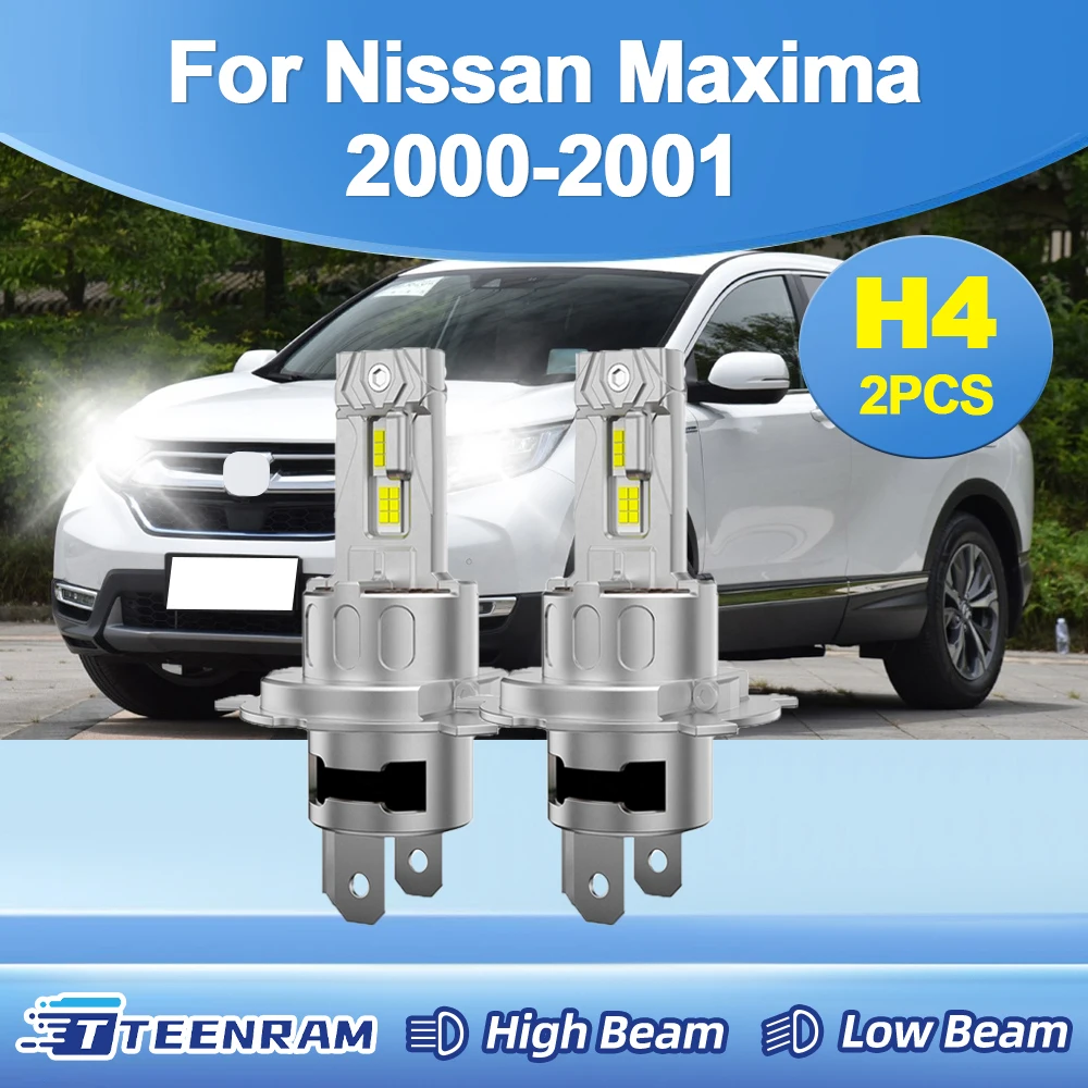 

2Pcs H4 LED Car Headlight bulbs DC12V-24V 20000LM High/low beam 3570 CSP Wireless with Fan Mini Lamp For Nissan Maxima 2000-2001
