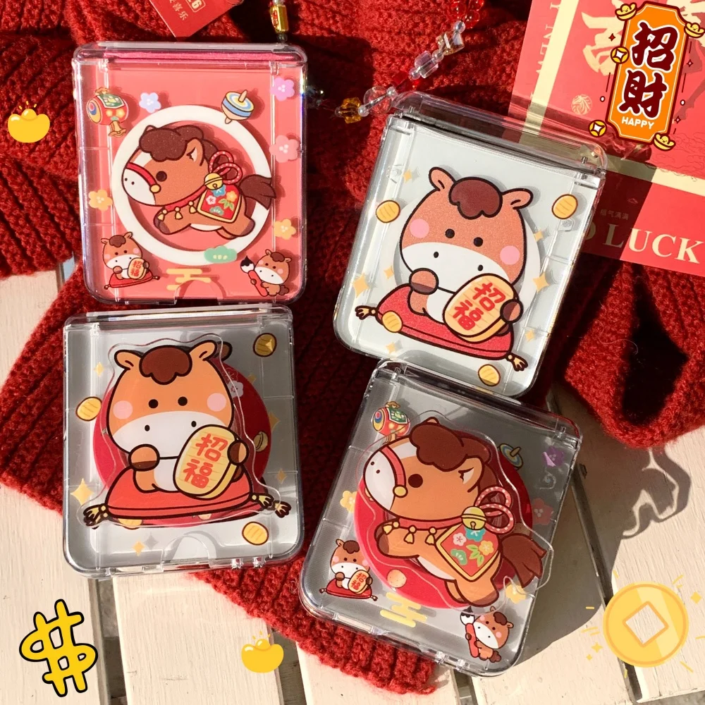 

Cute Fuma with magsafe holder phone case for Samsung Z Flip3 4 Flip6 7 protective case fashion new shockproof protective cover