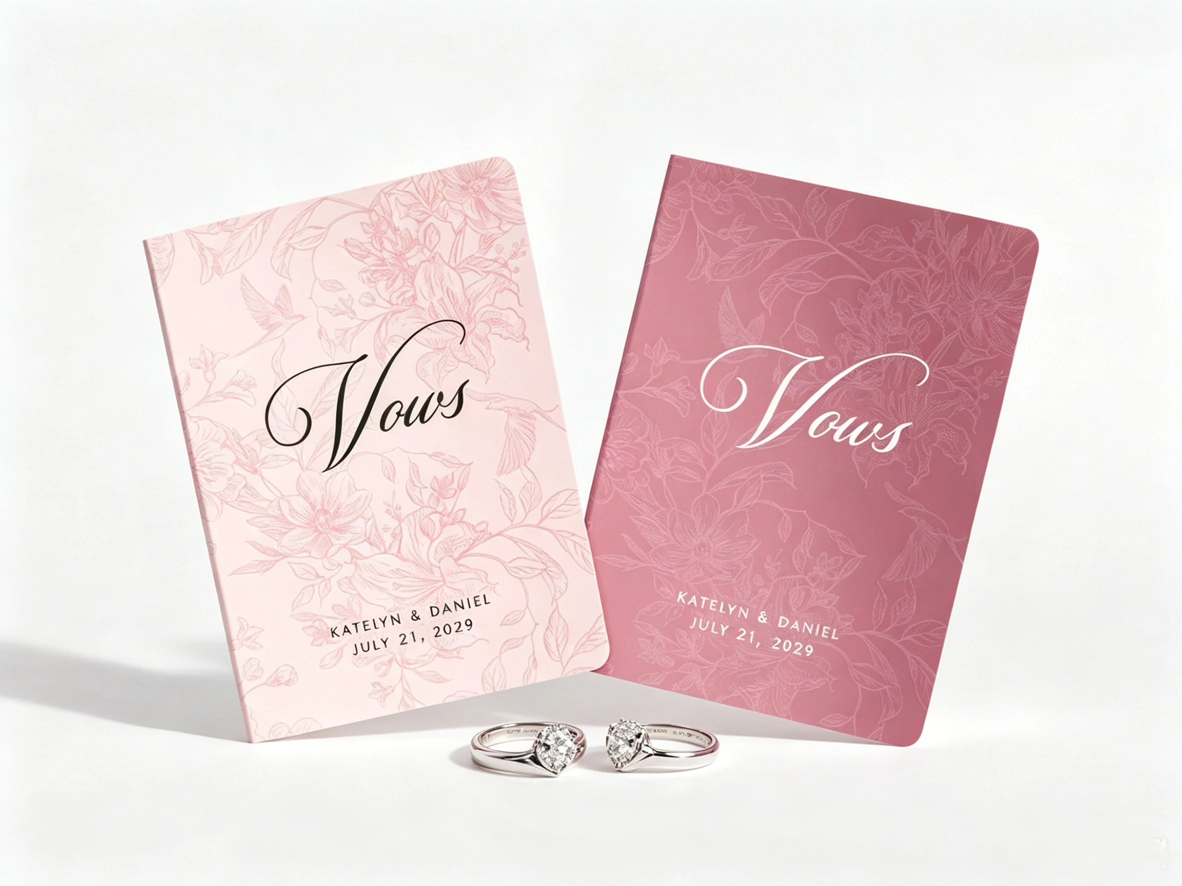 

His & Her Vow Booklets, Personalized Set of 2 Vow Books, Navy & Rose Gold Wedding Keepsake Gift with Color Choices