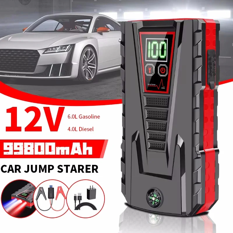 99800mAh Car Jump Start Power Bank 2500A 12V Portable Car Battery Starter Emergency AUTO Booster Start Start