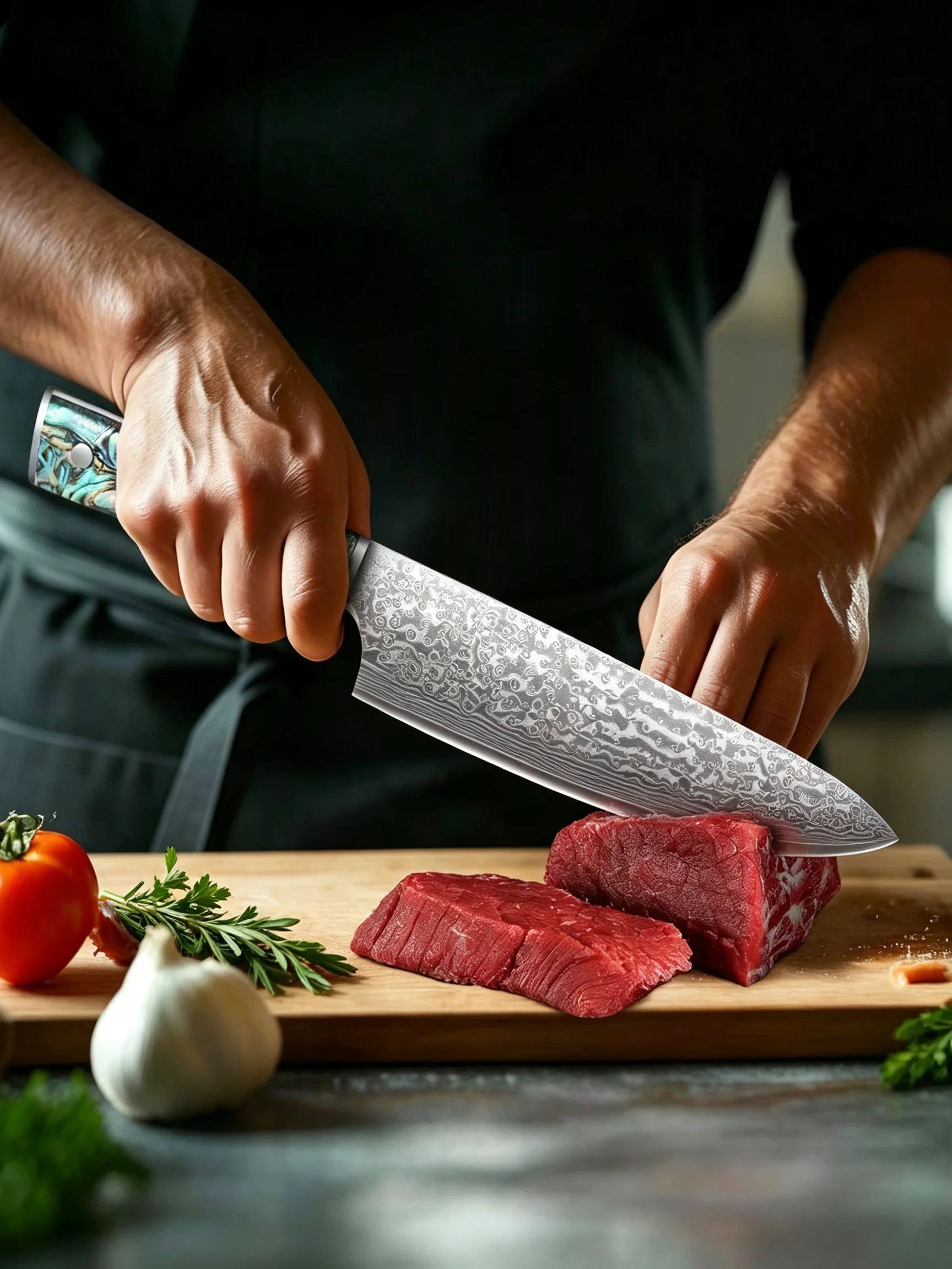 Damaskus-Kochmesser aus VG-10-Stahl, 67-lagig gefaltetes Damaskus-Küchenmesser, scharf geschmiedetes Kochmesser mit farbigem Abalone-Muschelgriff, ergonomisch gut ausbalanciert, professionelle Messer