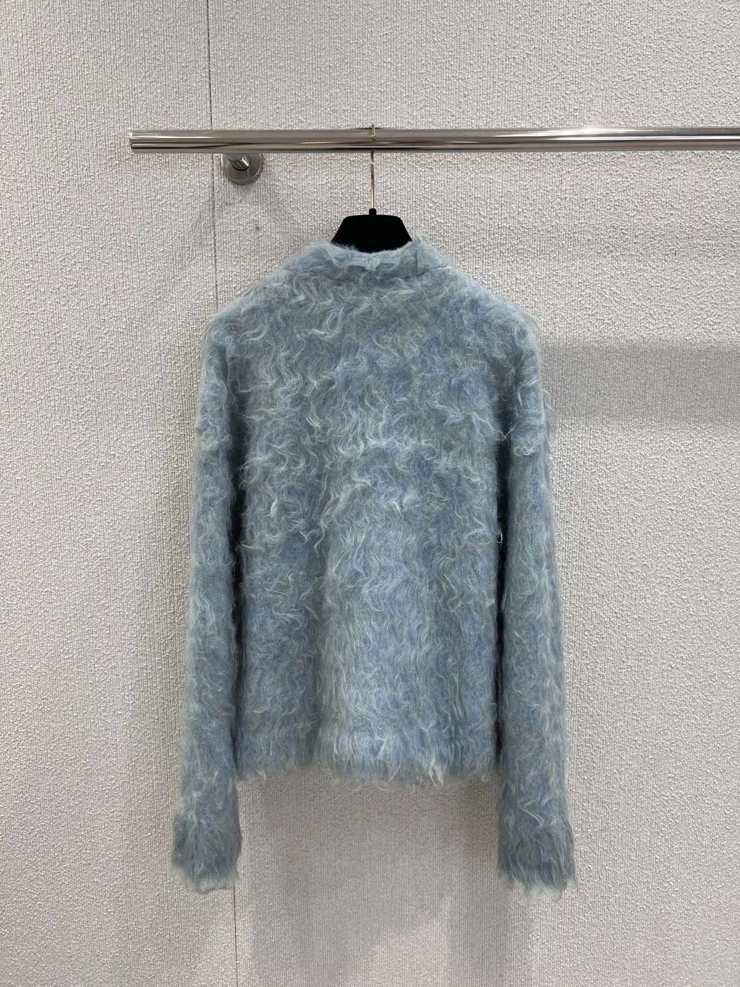 

Women's Light Blue Fuzzy Knit Sweater - Soft Texture & Cute Design, Perfect for Fall & Winter