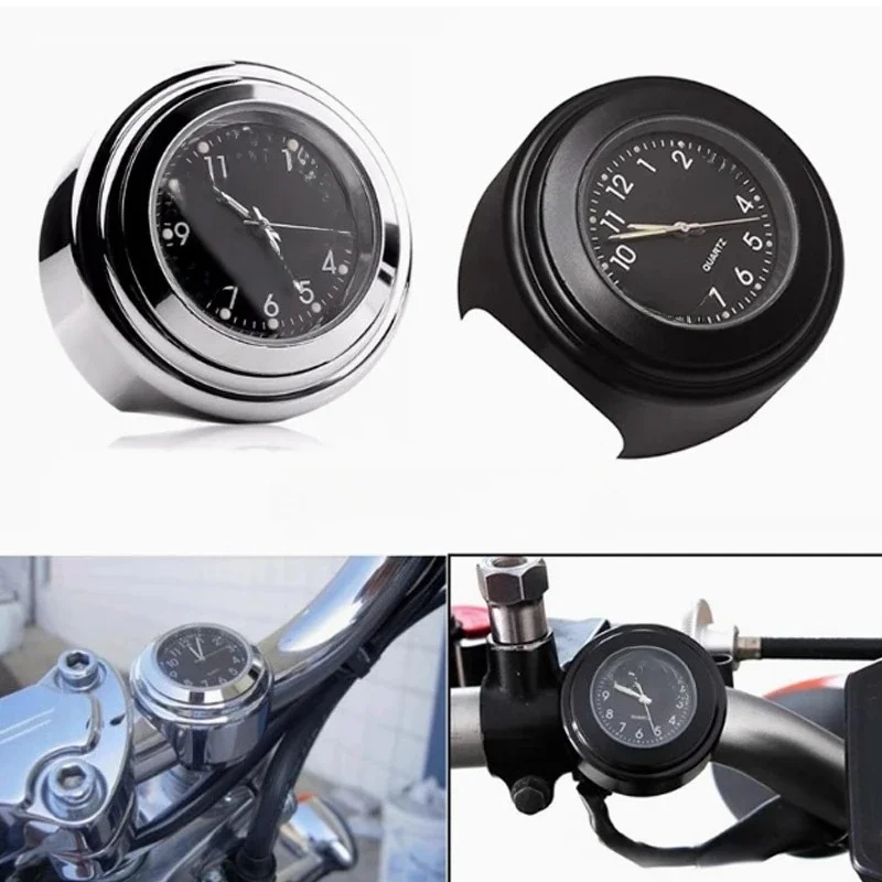 AliExpress Retro 7/8 "Waterproof Chrome Motorcycle Bike Handlebar Mount Quartz Clock Watch Aluminum Luminous Clock Moto Black Accessories