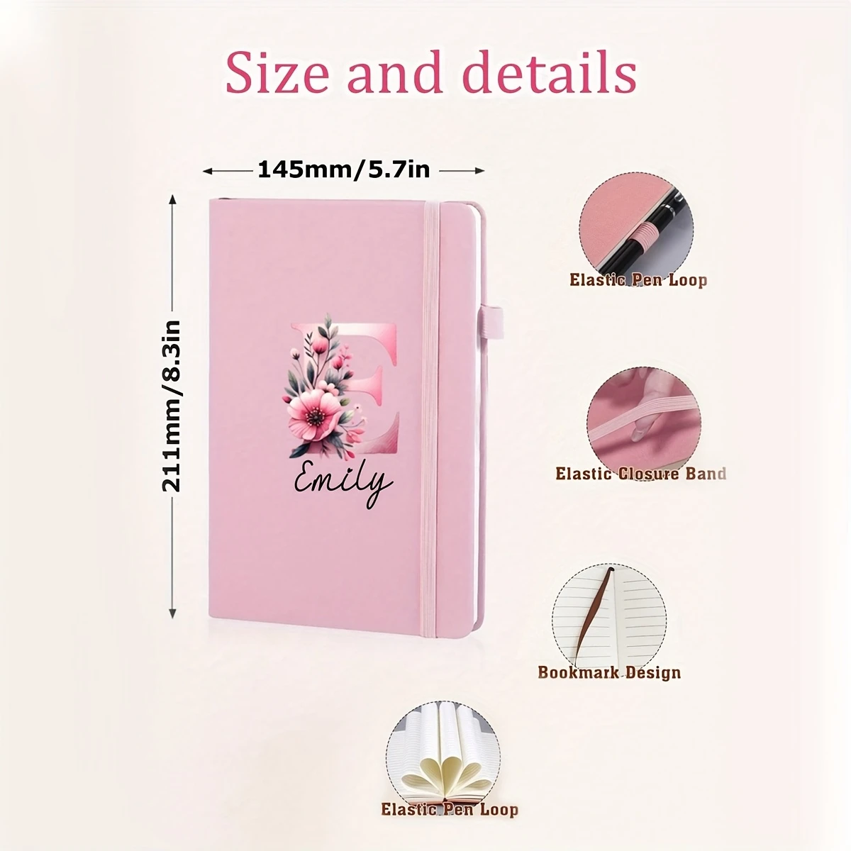 Personalized Name Leather Notebook, Custom Letter Design, Multi-color Journal for Office & Daily Use