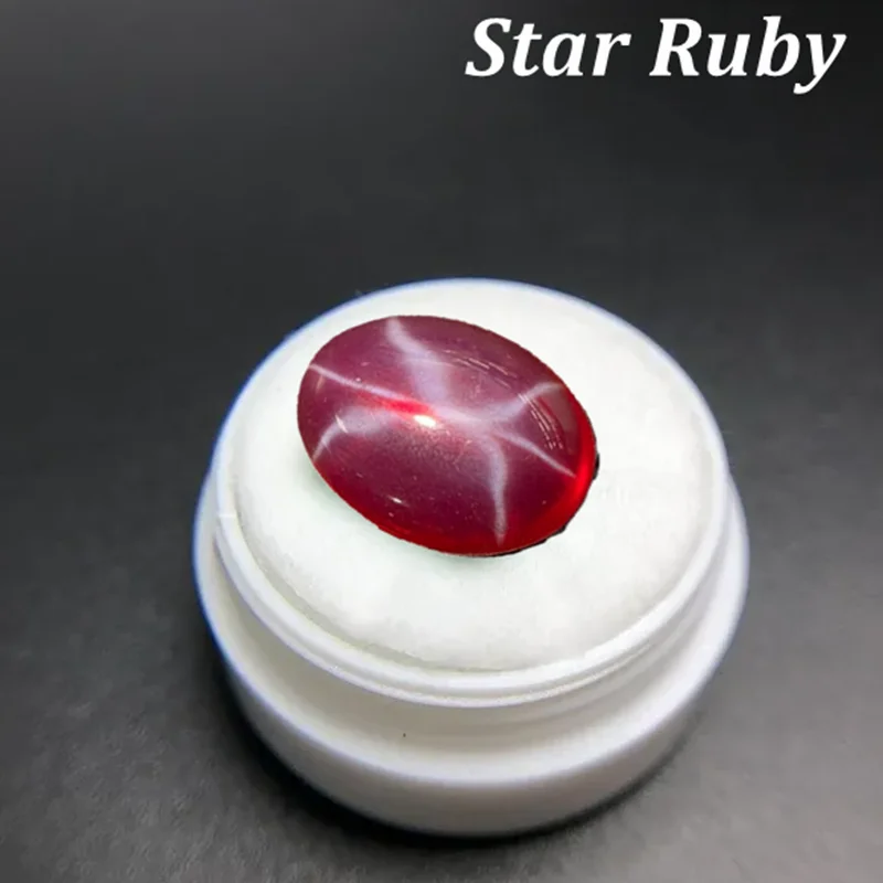 

Pretty Star Ruby (Under the linght) Oval Flat Smooth Surface Cut Passed UV Tested Ruby for Jewelry Making DIY Gem