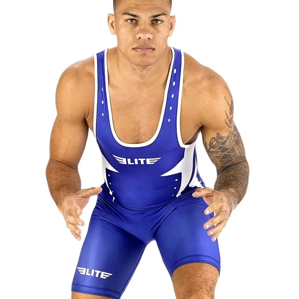 Men’s Wrestling Singlet Uniform Advanced Singlets Clothing Blue Train Wrestling Gear Running Speedsuit Sportwear Boxing Tights