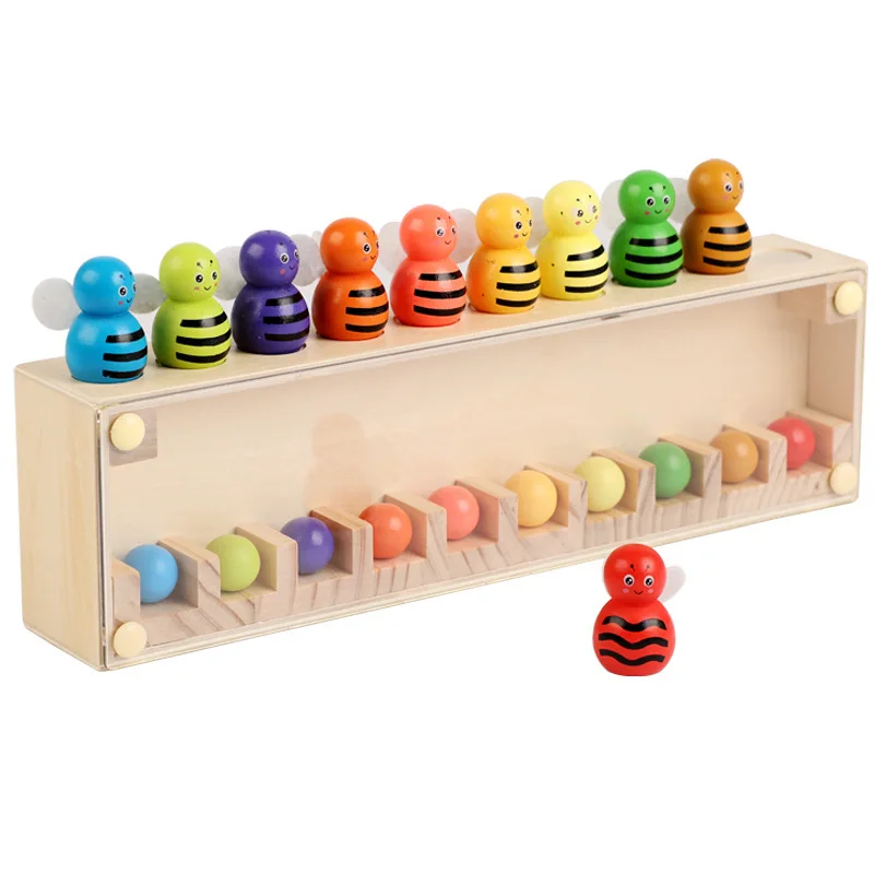 Color Matching Early Education Toys Wooden Bee Color Sorting Toy Montessori Toy Logical Thinking Game for Boys Girls Toy Gifts