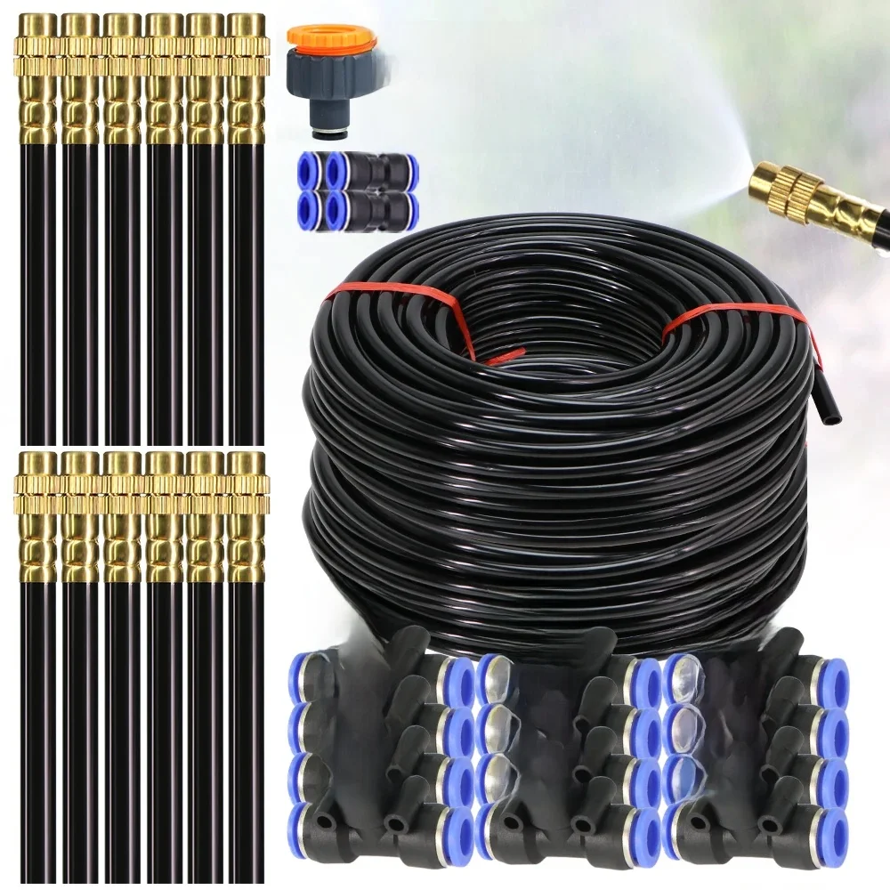 30M-5M DIY bezpłatne gięcie uniwersalny zestaw opryskiwacza 8mm wąż Patio zamgławianie układ chłodzenia dla roślin ogrodowych zamgławianie podlewanie nawadnianie — zdjęcie 2