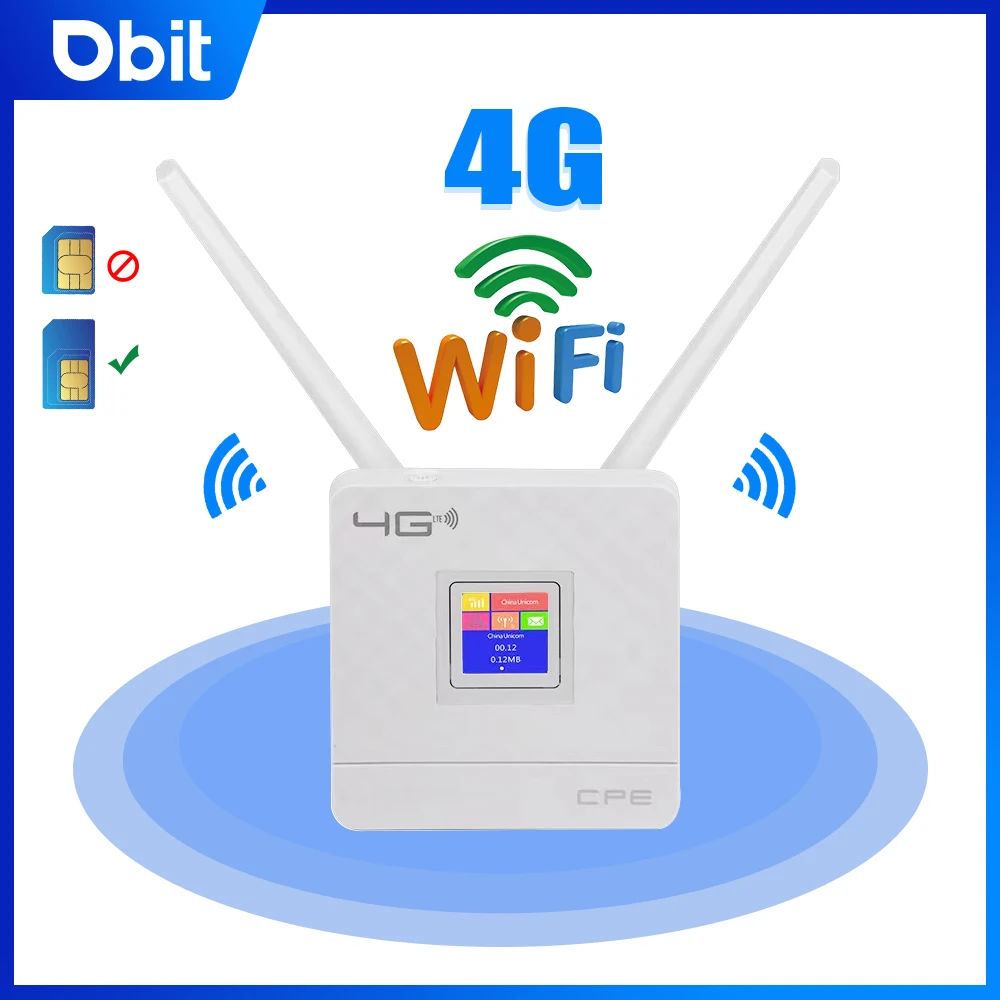 

DBIT LTE 4G Wifi Router CPE Wireless Router External Antenna SIM Card Slot WAN/LAN Port Ethernet Modem