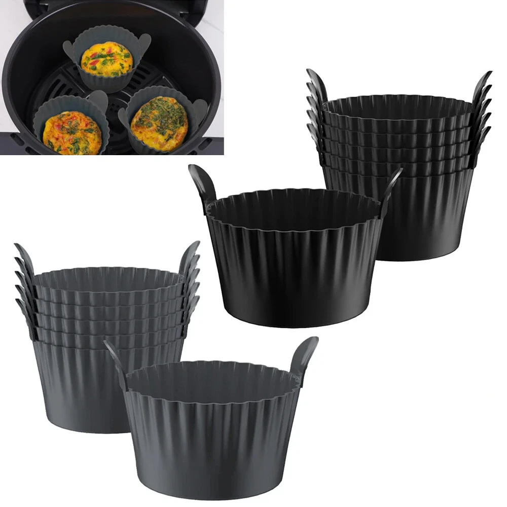 Wiederverwendbare Silikon-Backförmchen, Antihaft-Muffin-Cupcake-Formen mit Doppelgriffen, BPA-frei, Mini Runde Heißluftfritteuse Cupcake-Einlagen