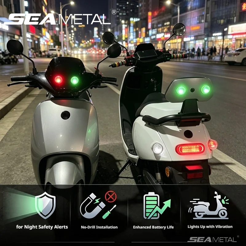 SEAMETAL Universal Motorcycle LED Warning Light Waterproof Auto Vibration Activation Multi-Color Glow-in-the-Dark LED Light