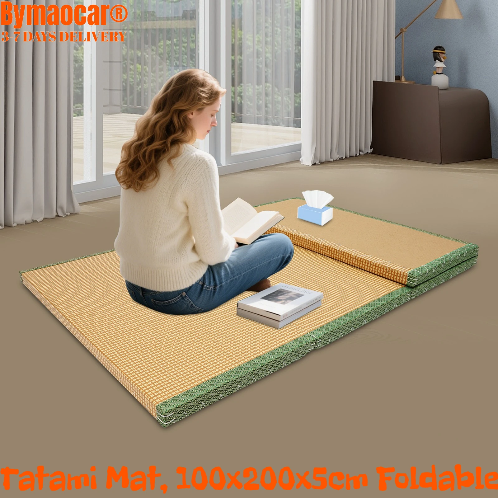 

Folding Bed Mattress, 100x200x5cm Tatami Futon, Japanese Coconut Palm Pad for Sleeping Yoga Meditation, Eco-Friendly Floor Mat