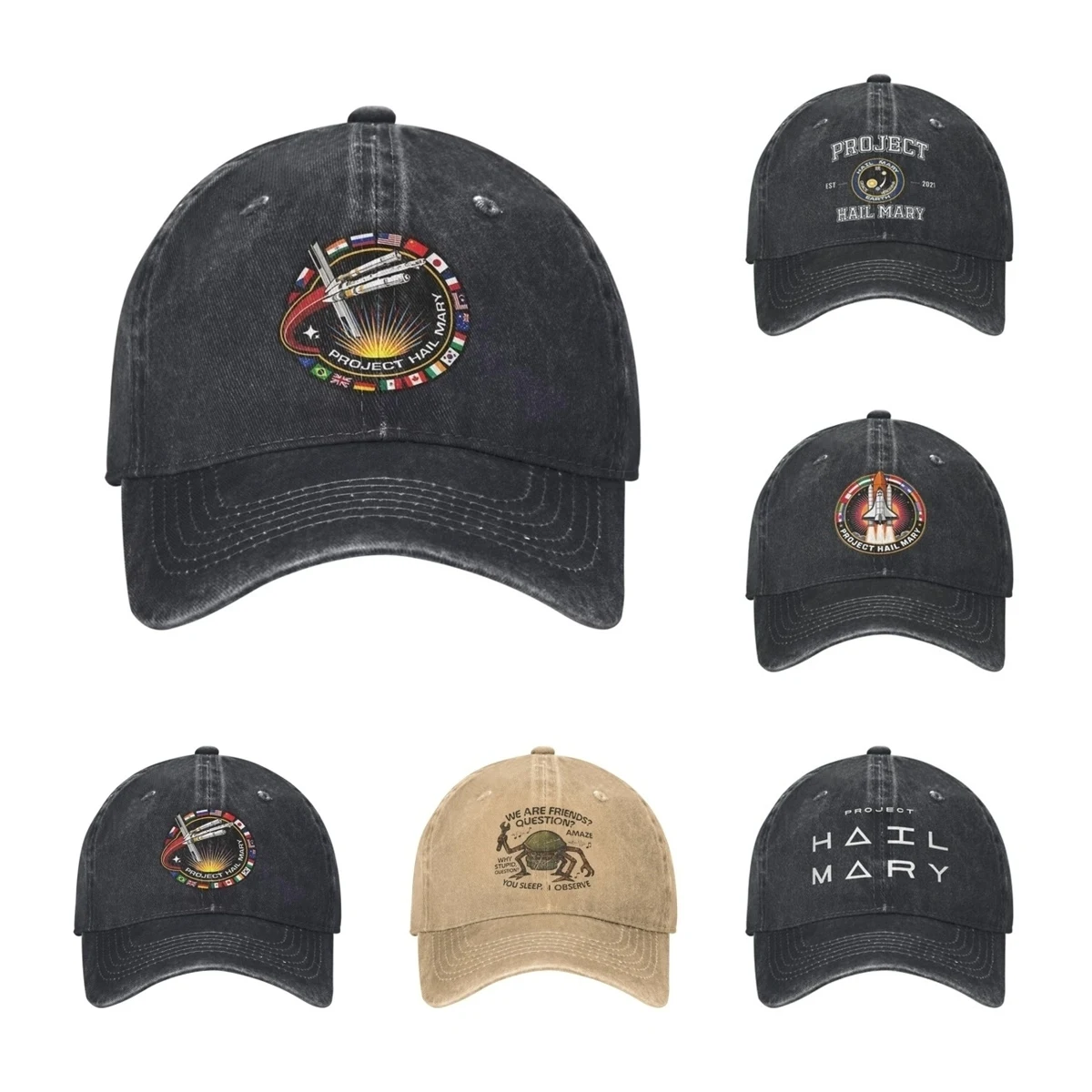 Project Hail Mary Mission Patch With Countries  Baseball Cap Vintage Distressed Washed  Snapback Cap Unisex Outdoor Golf Cap
