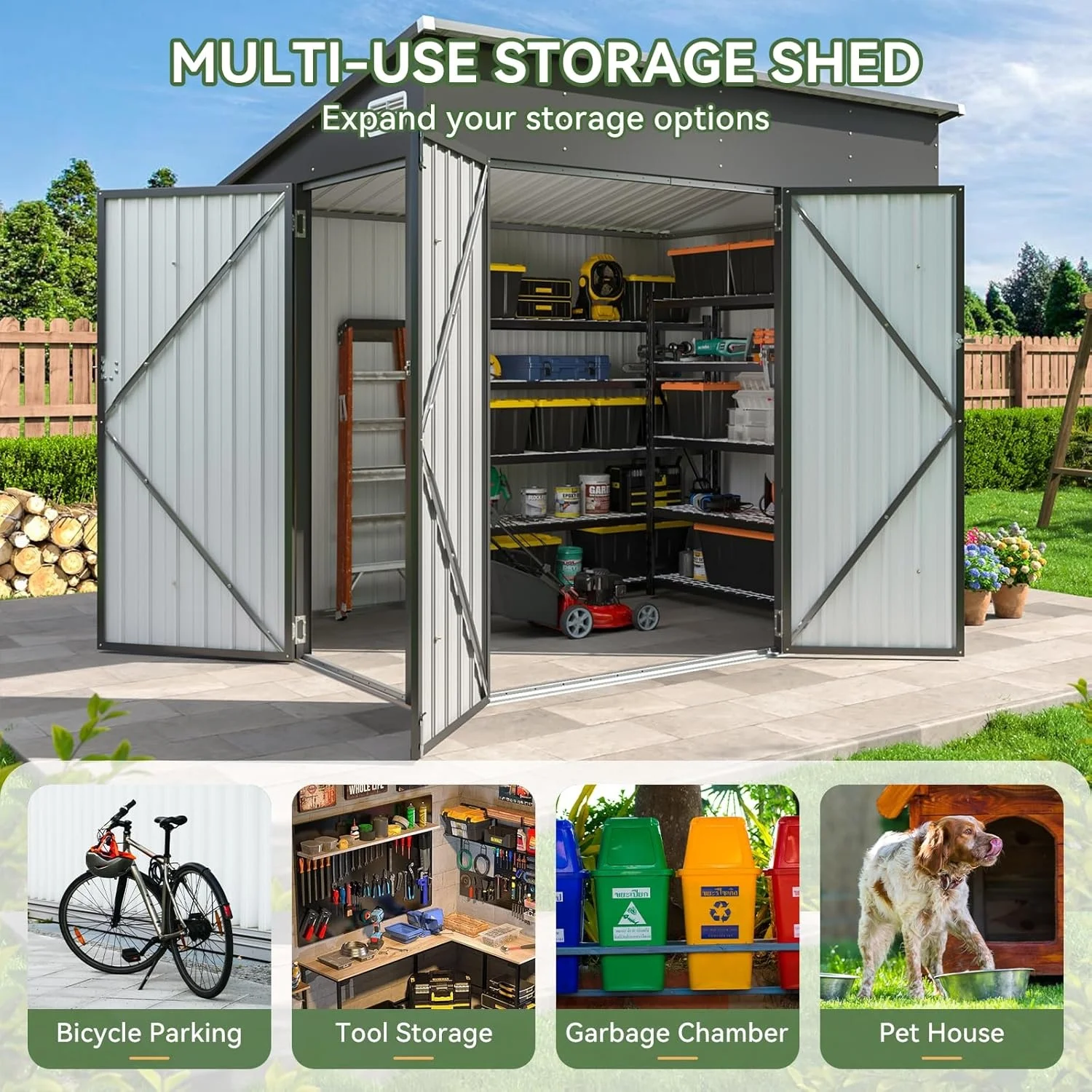 خزانة تخزين معدنية نورديفال 8× - مراجعة Gardening Tools Organiser وسعره