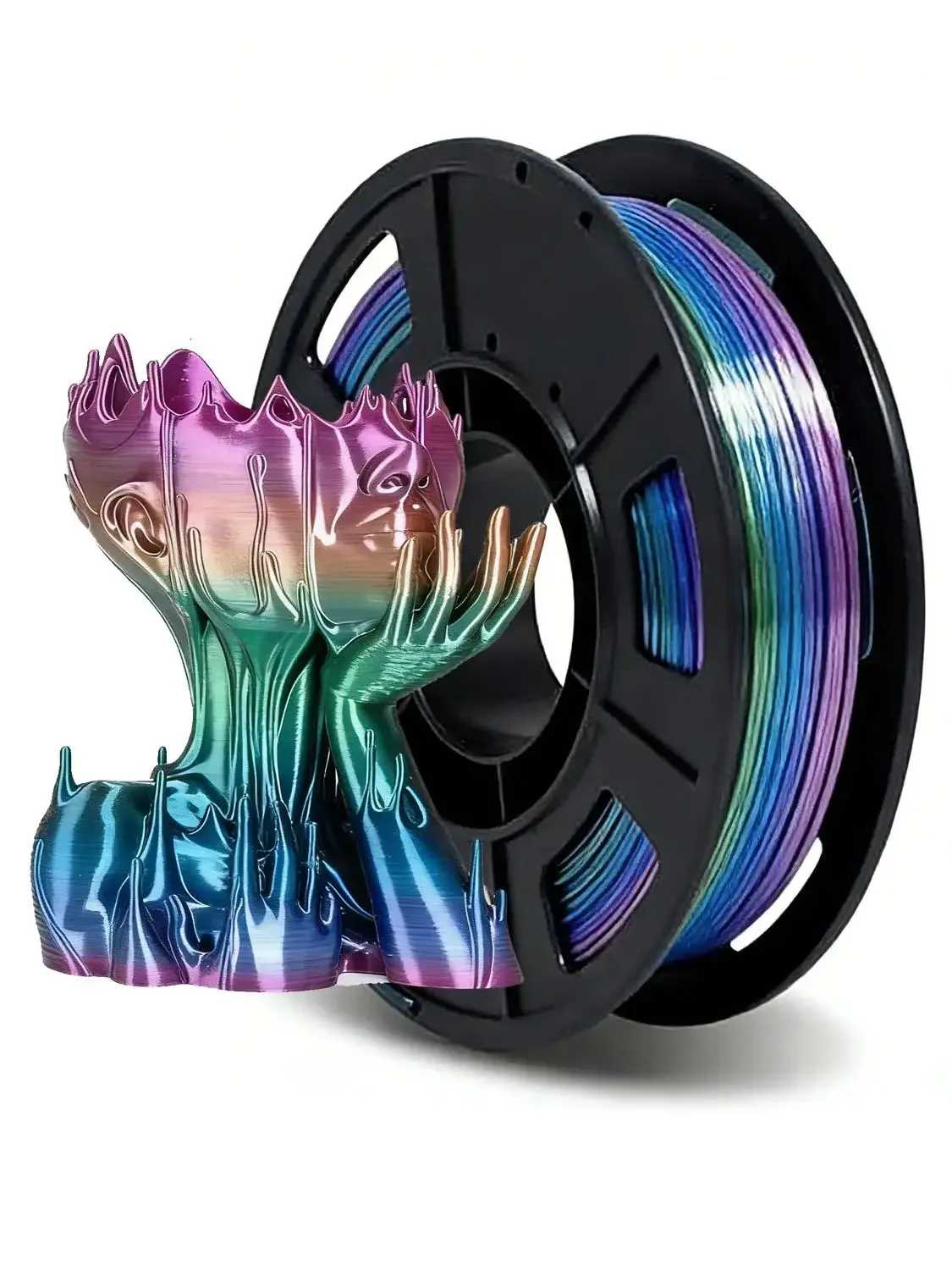 

Набор шелковистой блестящей радужной многоцветной нити для 3D-принтера с эффектом смены цвета, улучшенное качество печати, серия Silk Rainbow Universe, 250 г