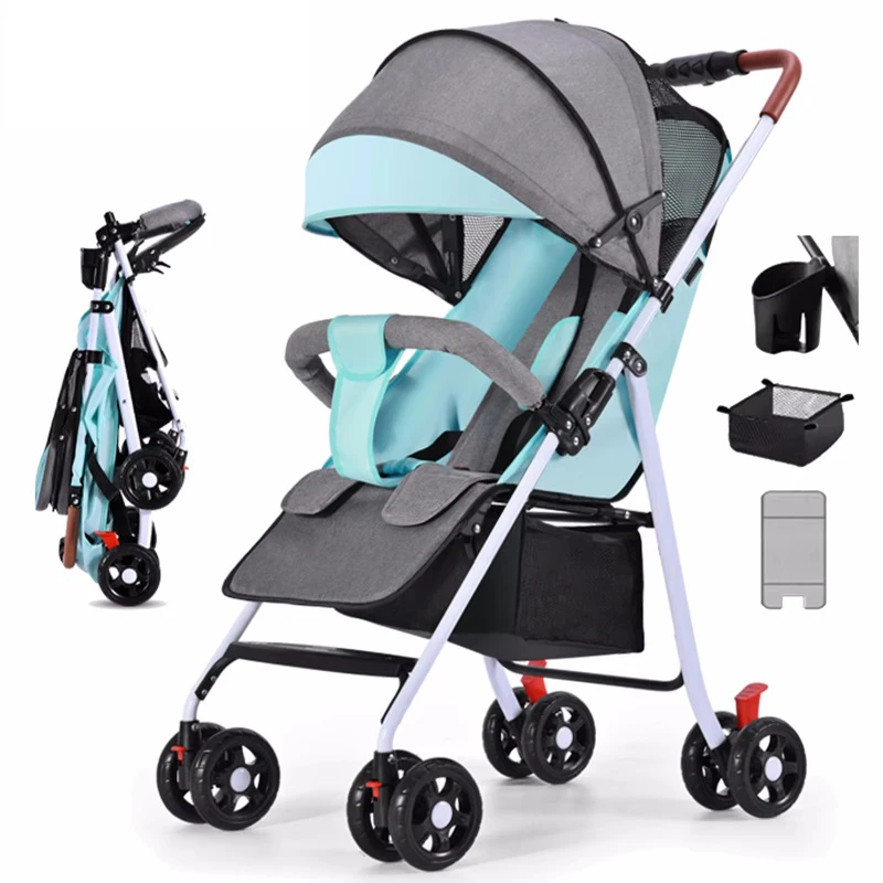 Portable baby strollers can be used for sitting and lying down. Baby strollers and light vehicles are free to install