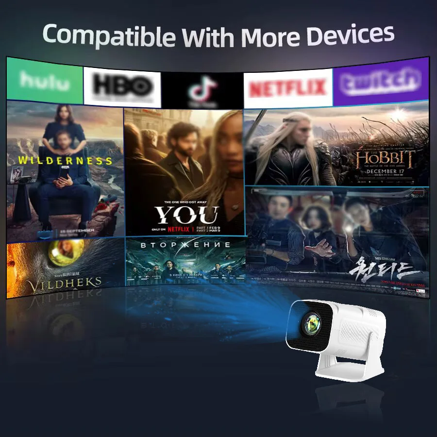 Proyector HD portátil 4K 1280x720P Android LED Video Cine en casa Cine Teléfono mini Proyector Película