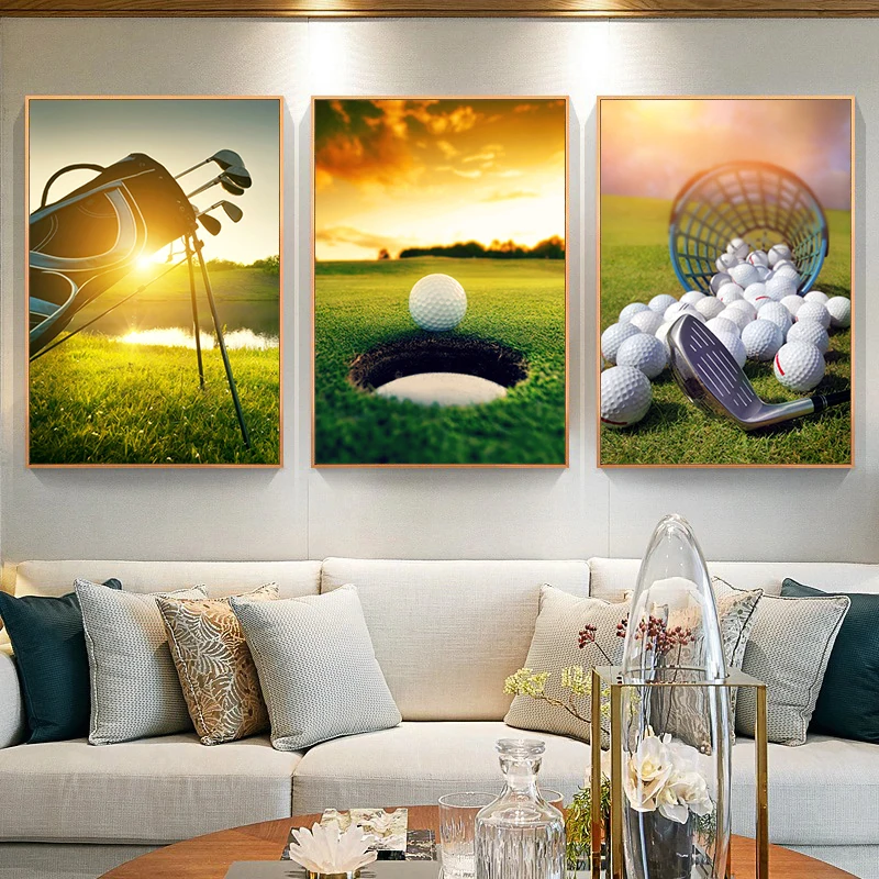 Sport Golf Club Golf Course HD Pictures Landscape Canvas Painting Wall Art Green Grass Posters and Prints Gym Wall Decoration