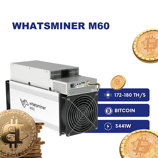 

XMAS SALES New Whatsminer M60 180TH/s 3182W ASIC Miner BTC Bitcoin Miner Include PSU |