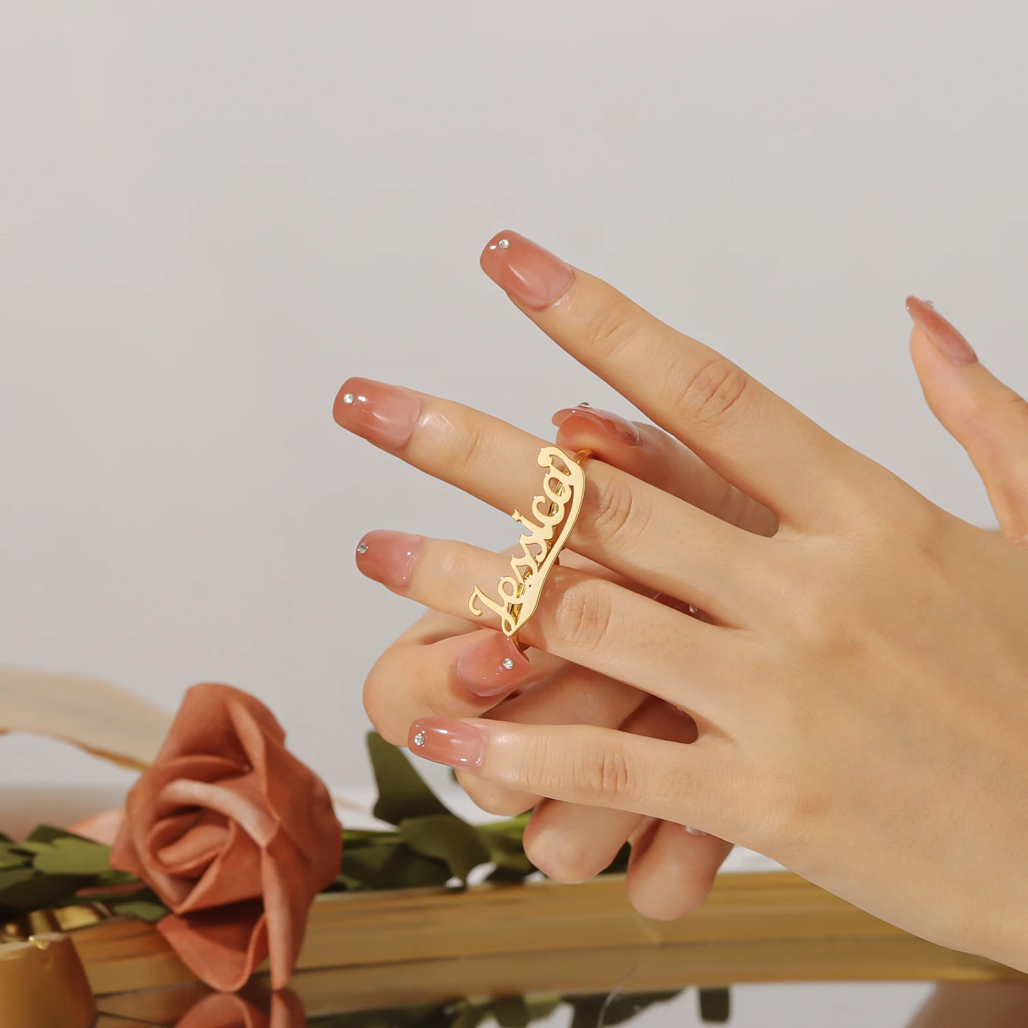 

Персонализированное сварное кольцо с двойным кругом из нержавеющей стали, кольцо с именной табличкой на заказ, аксессуары, повседневные женские украшения, рождественский подарок