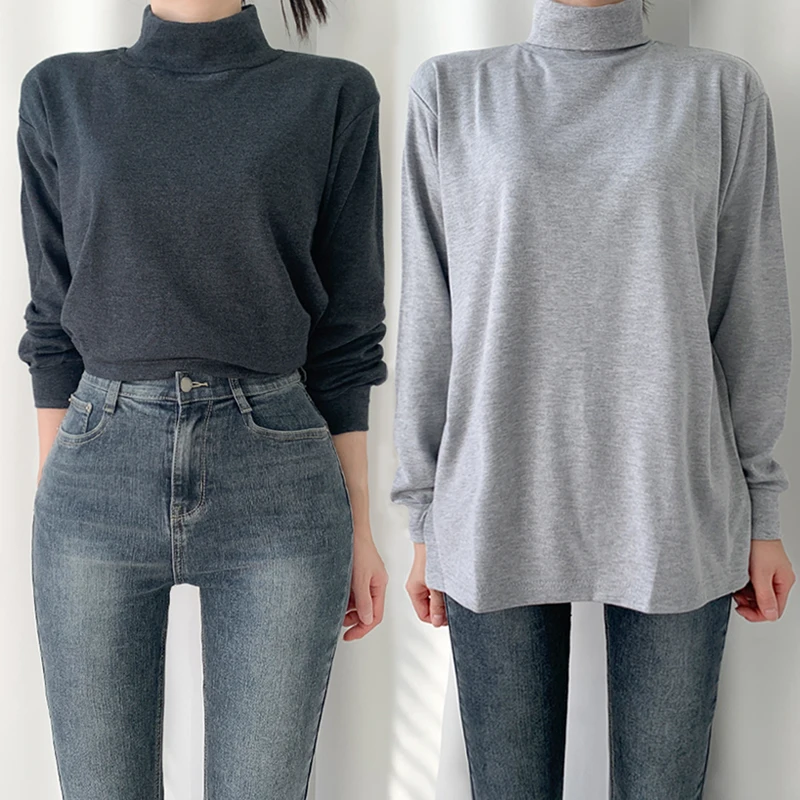 [Neck] Women's two-type half-neck long-neck polar T-shirt