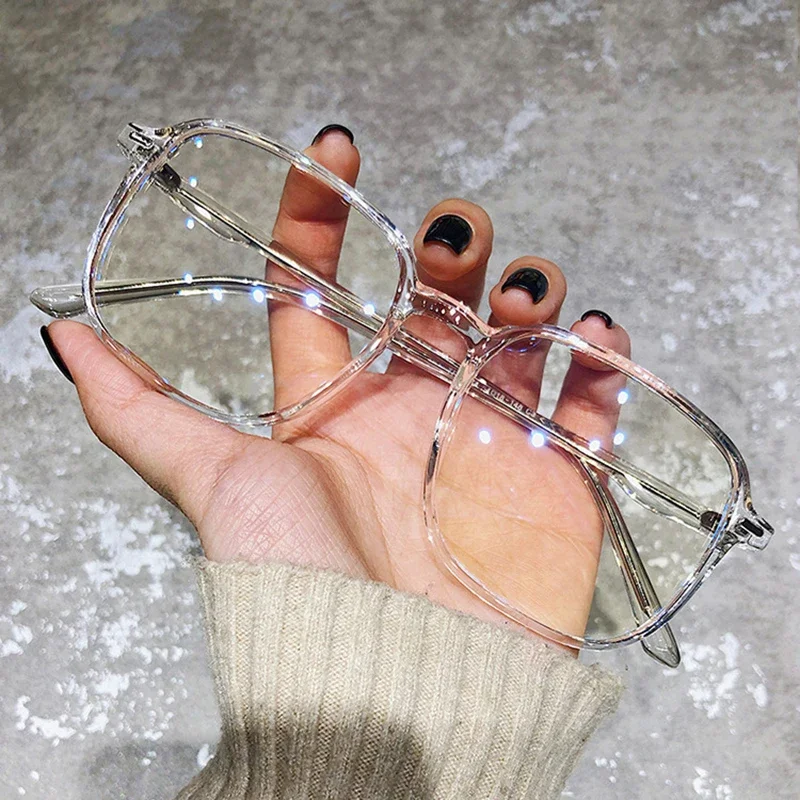 Monture de lunettes d'ordinateur transparente pour hommes et femmes, lunettes carrées anti-lumière bleue, lunettes en plastique orables, lunettes optiques