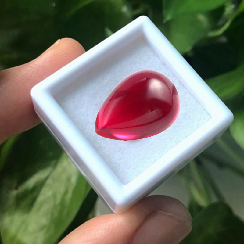 Pretty Boxed Ruby Gem 13×18mm 14.0ct Pear Shape Flat Smooth Surface Cut VVS Loose Gemstone for Jewelry Making/Collection/Inlay