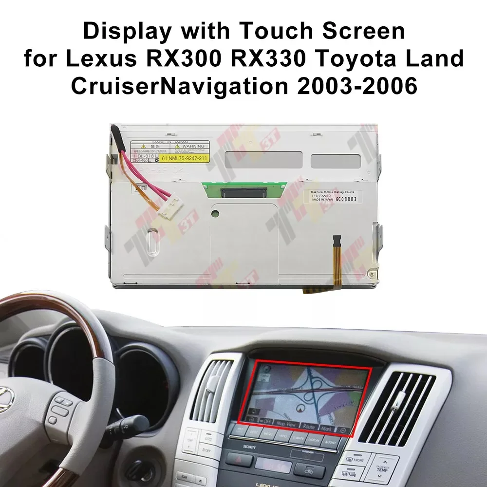 Dashboard LCD Display with Touch Screen for Lexus RX300 RX330 Toyota Land Cruiser Navigation Car Audio Video Rear View Monitor