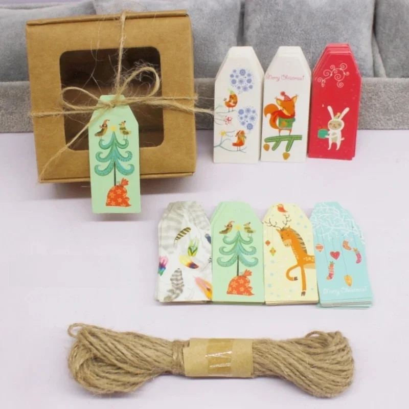 50TAG+10M STRING Ślubna biała 6x2,5cm Mała zawieszka Karta Kreatywny uroczy prezent na Boże Narodzenie Pieczenie Zawieszka Etykieta — zdjęcie 2