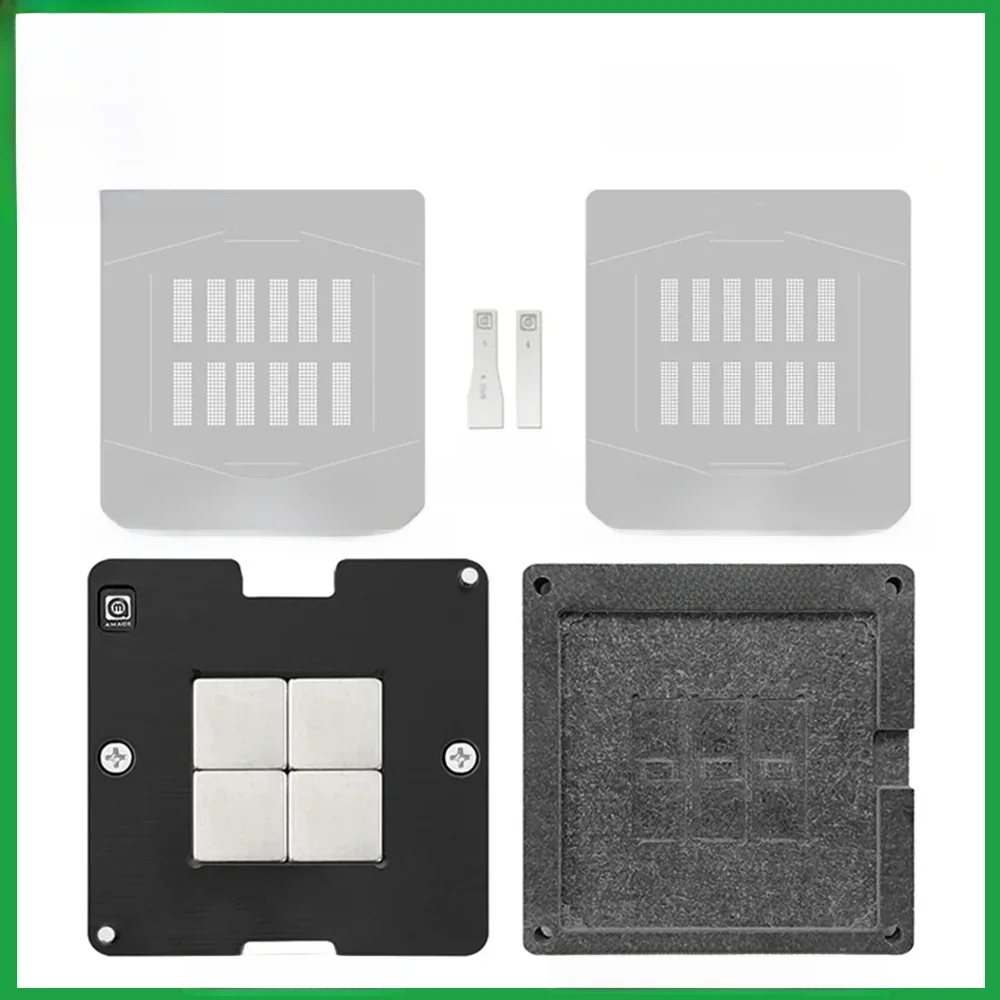 Amaoe BGA Reballing Stencil dla DDR5 DDR6 BGA170 BGA180 Platforma lokalizacyjna Podstawa magnetyczna Blaszana Sadzenie Siatka stalowa IC Szablon lutowniczy — zdjęcie 2