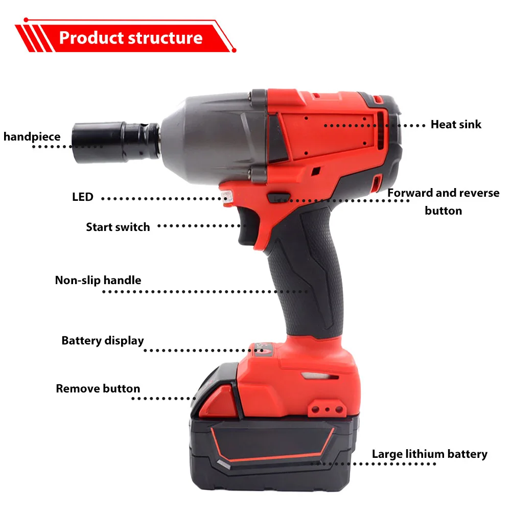 مفتاح ربط لاسلكي ميلووكي M18، عزم دوران عالي بدون فرش 1300 نيوتن متر، 0-5000 دورة في الدقيقة لإصلاح السيارات، أداة طاقة ليثيوم أيون #3