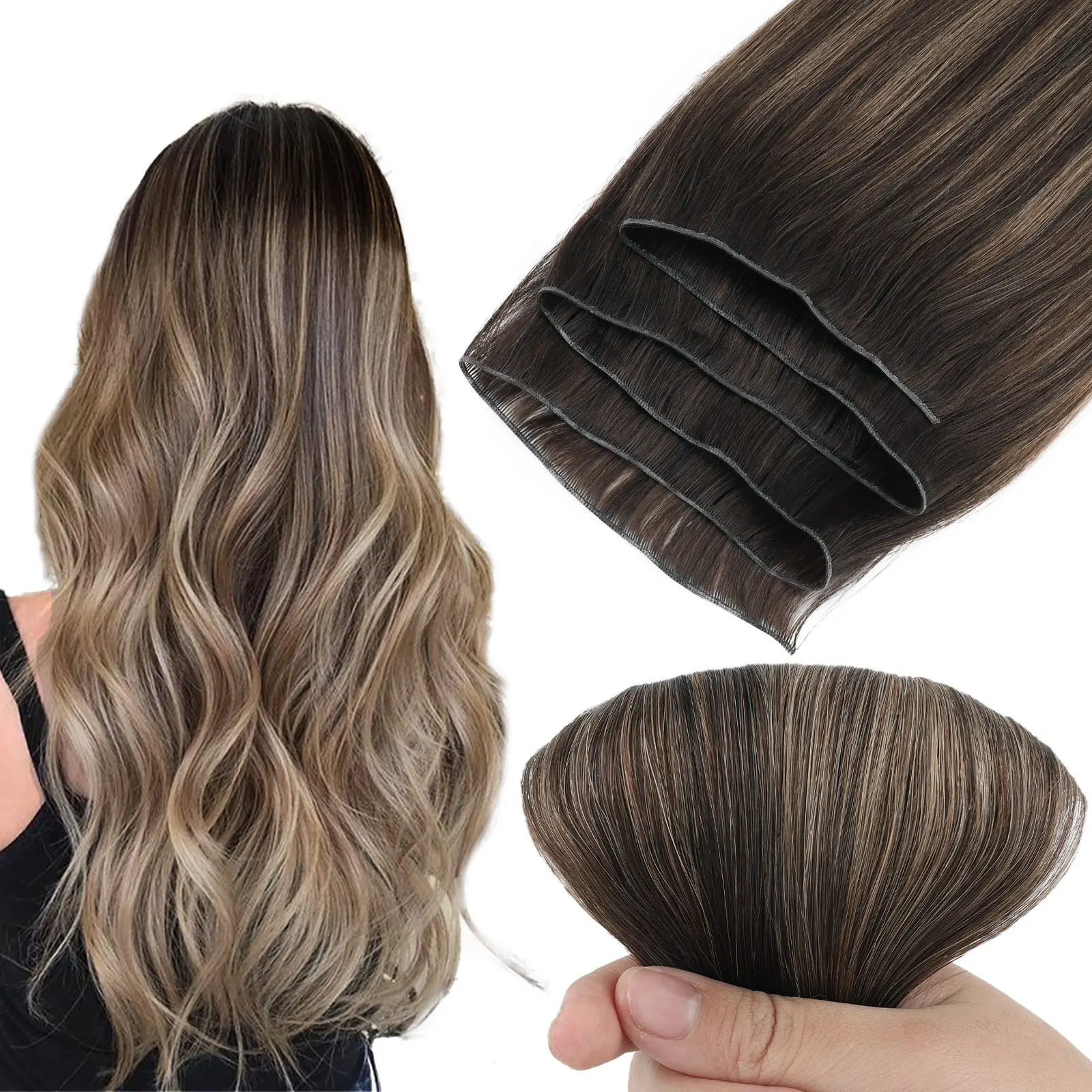 

Sixstarhair Genius Weft Hair Extensions Human Hair Extensions 50G 16'20' 100% Real Human Weft Hair Extensions For Women