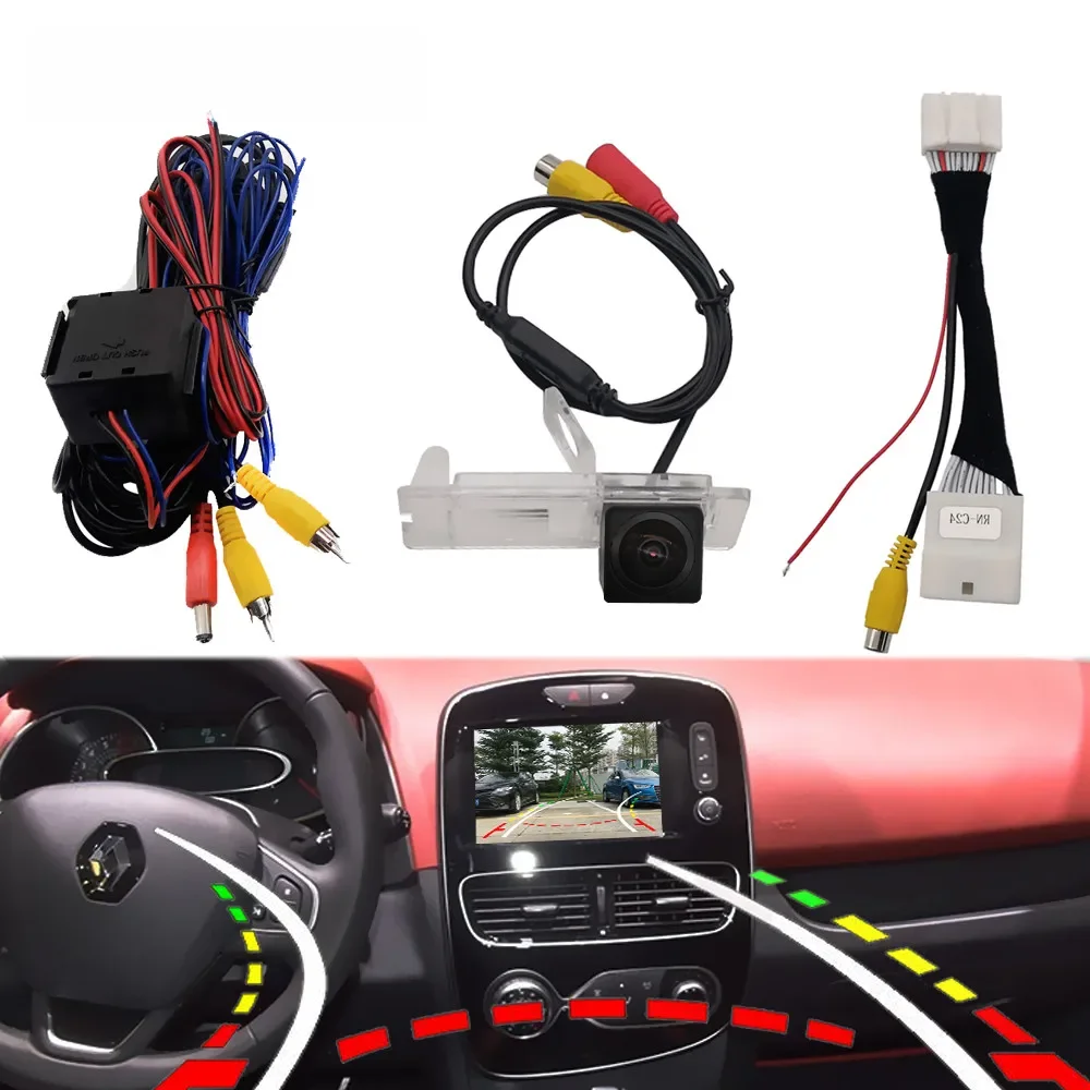 Kamera cofania HD z dynamicznymi liniami pomocniczymi typu rybie oko do Renault Clio 4 IV MK3 MK4 2012-2017, kompatybilna z oryginalnym ekranem fabrycznym. — 2