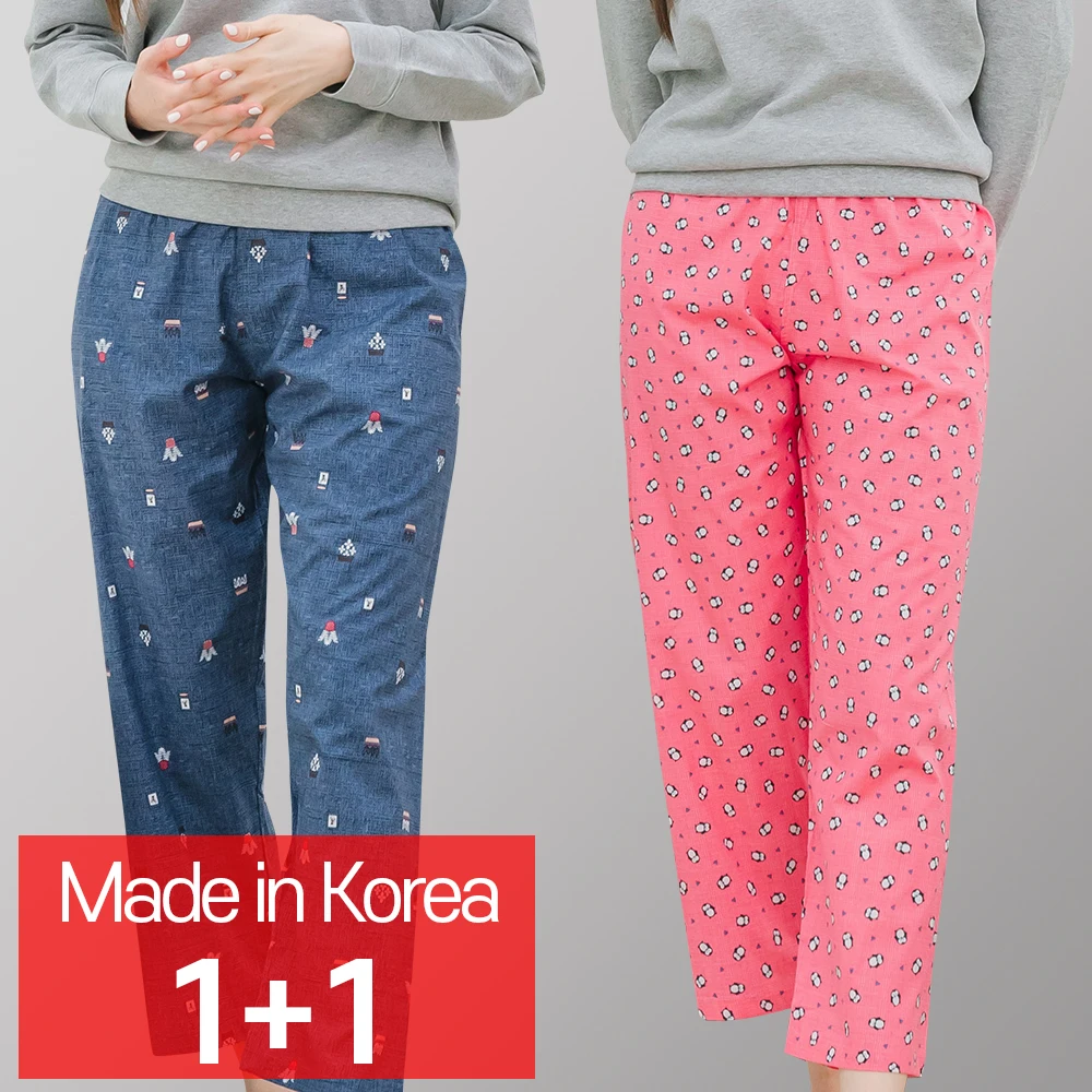 [CALL RA S](1+1 2 pieces) Women's pajamas/Asa 60 count penguin + flowerpot/Korean domestic // Pajamas/night wear/sleepwear/couple pajamas