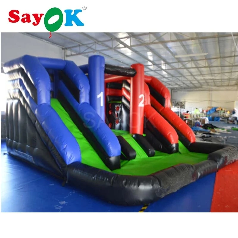 

Inflatable Bouncer with Double Slide Bouncer 4.57x4.57m Inflatable Trampoline with Blower for Kids by Sea Shipping