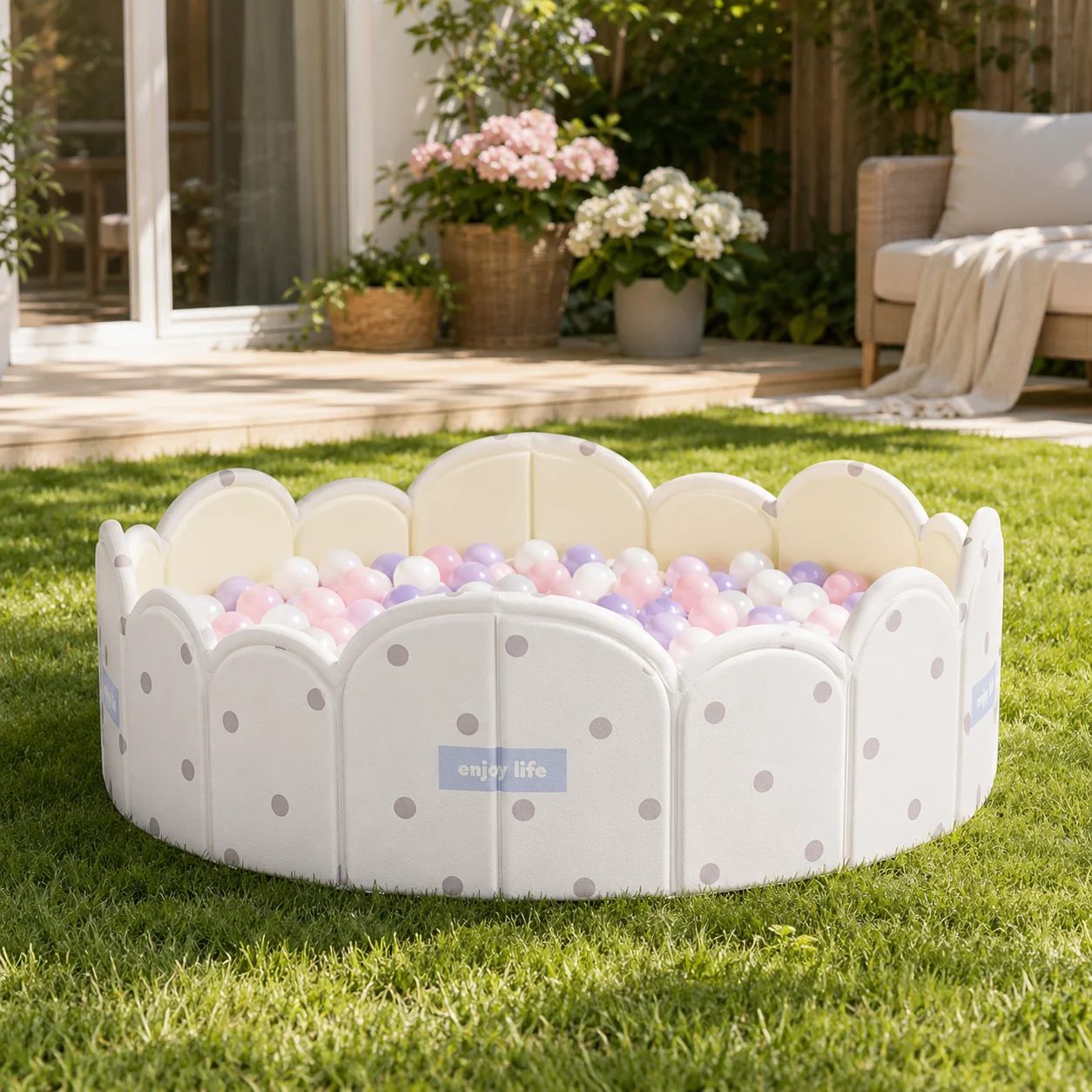 Foldable Ball Pit Pool Portable Playpen with Soft Safety Walls, Indoor Outdoor Activity Pool, Space Saving Ball Pit for Home