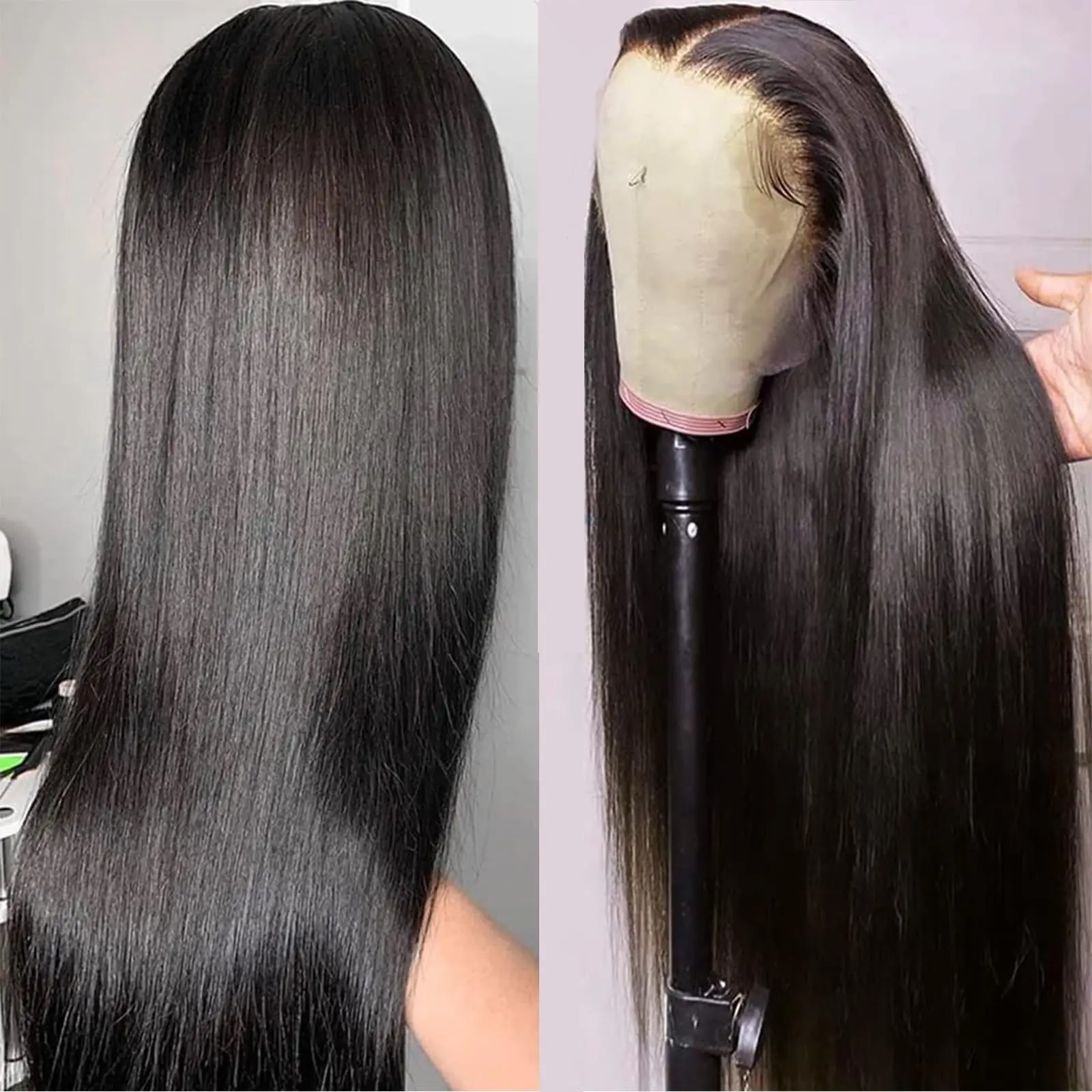 Perucas dianteiras de renda reta cabelo humano pré arrancado 13x4 hd perucas frontais de renda transparente cabelo humano