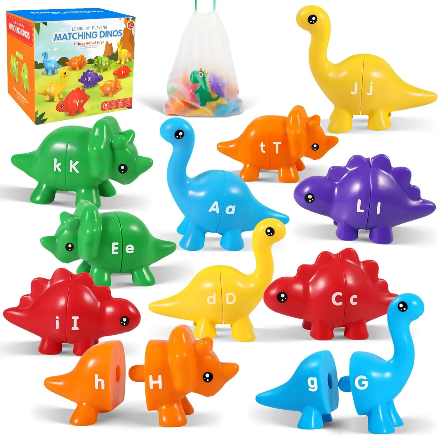 

Yeahbo Alphabet Dinosaurs Matching Learning Toy, Montessori Dinosaur Toys for Kid Toddlers, Educational Games Gift Children