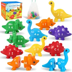 Yeahbo Alphabet Dinosaurs Matching Learning Toy, Montessori Dinosaur Toys for Kid Toddlers, Educational Games Gift Children