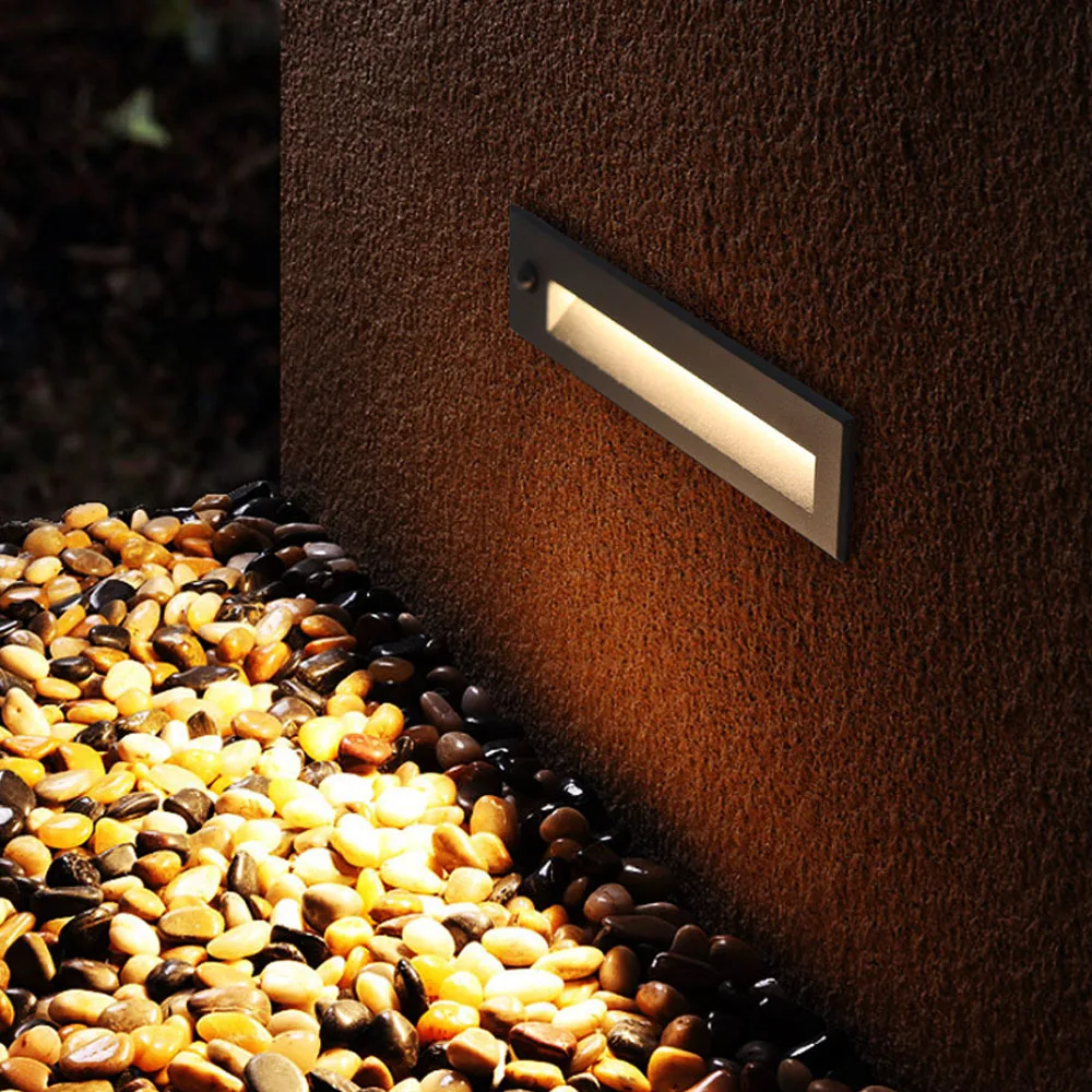 Ip65 impermeável lâmpada de parede 12w ao ar livre led escada passo luz footlight recesso canto exterior jardim quintal escada AC110-240V